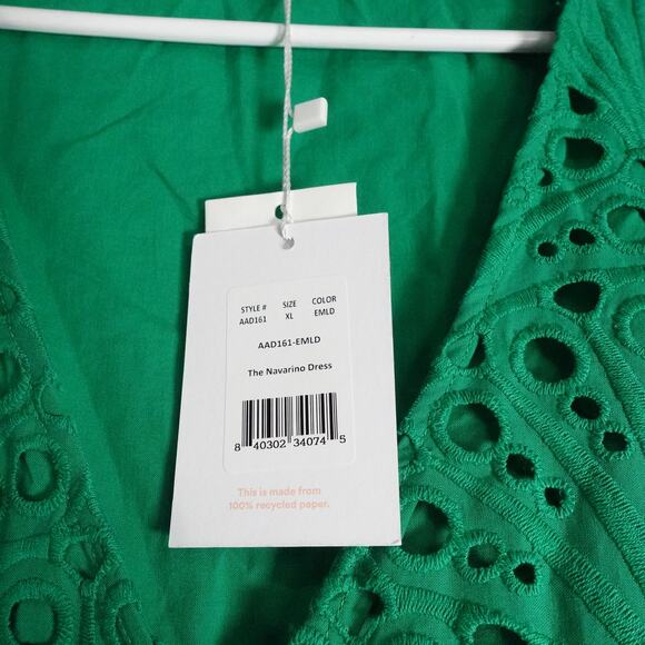 New Andie Women's XL Emerald Green Eyelet Lace Navarino Dress Summer 0170 - Picture 9 of 12